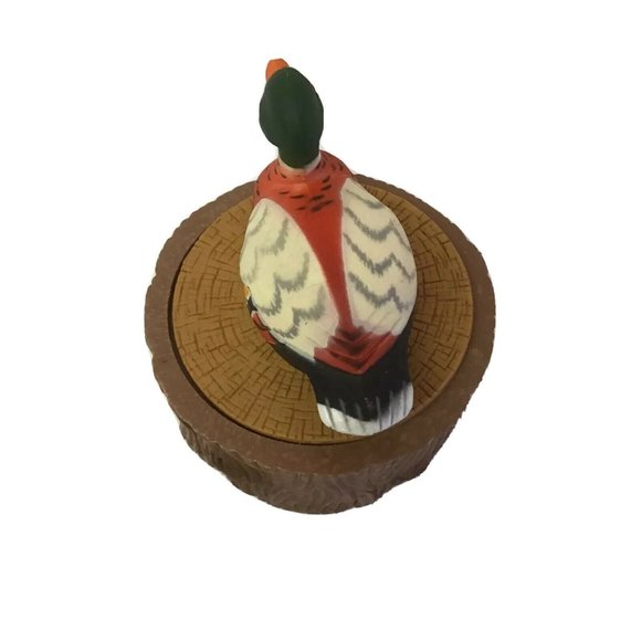 Vintage Duck Decoy Mallard Oval Plastic Brown Storage Box Decor 3" - Picture 4 of 7